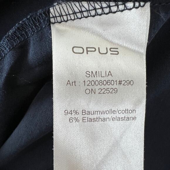 OPUS Basic Long Sleeve Smilia Shirt Navy Blue Jersey Round Neck Slim-Fit 44 M - Picture 7 of 8